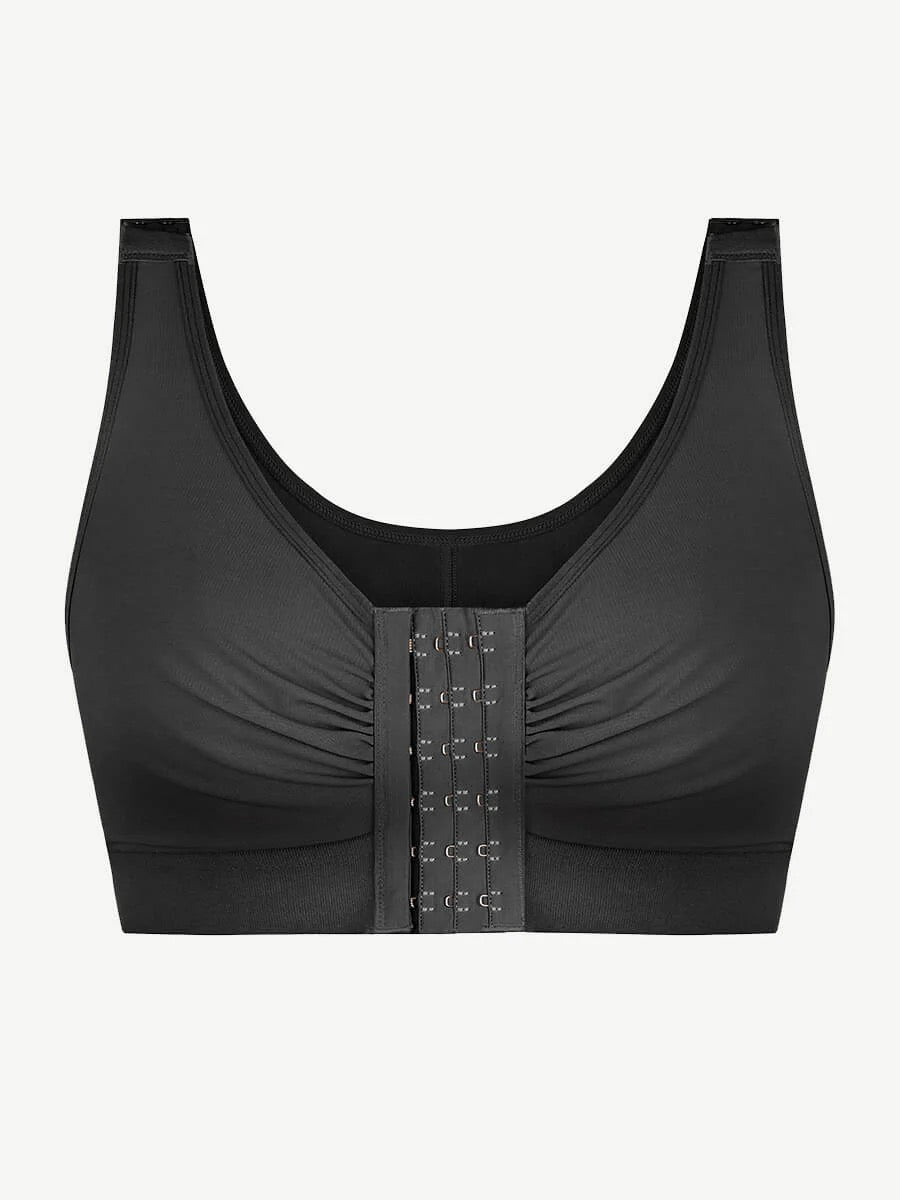 Adjustable Front Closure Post-Surgery Bra with Triple Hooks