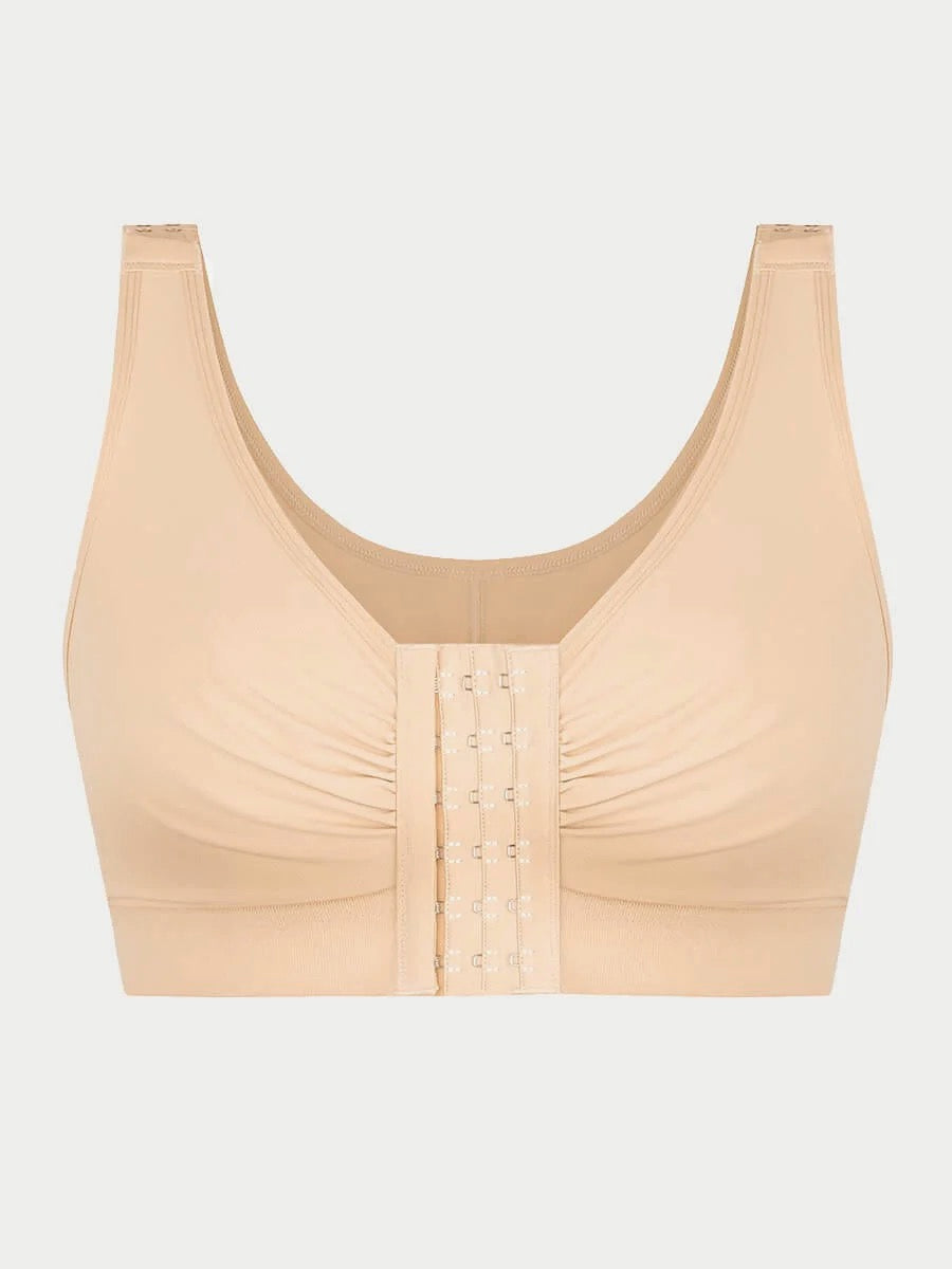 Adjustable Front Closure Post-Surgery Bra with Triple Hooks