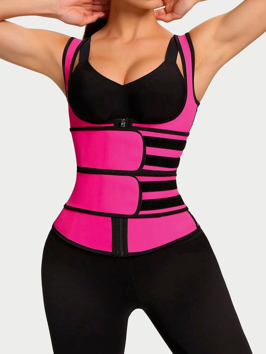 Latex Vest Shaper Double Belts With Zipper