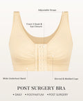 Adjustable Front Closure Post-Surgery Bra with Triple Hooks