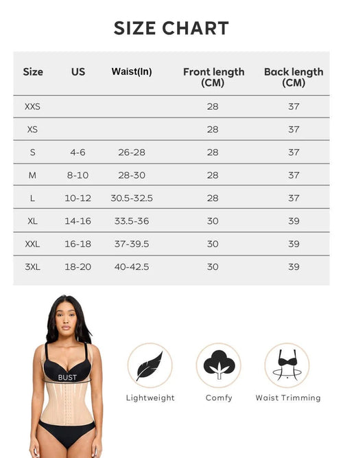 Built-in Steel Bone Girdle U-shaped Chest Support Waist Trainer Vest